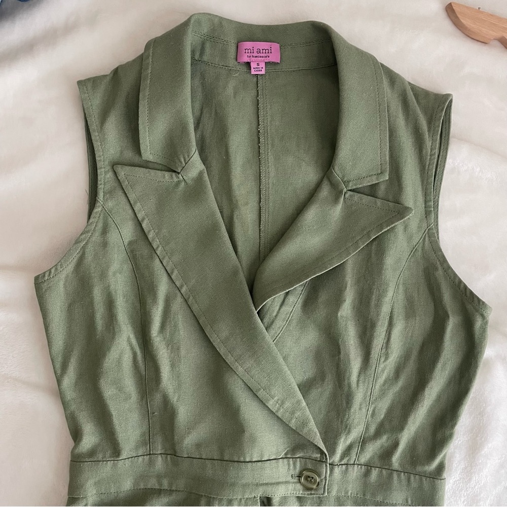 Mi Ami for Francesca's Olive Green Utility Romper with Belt Sz Small Street Wear
